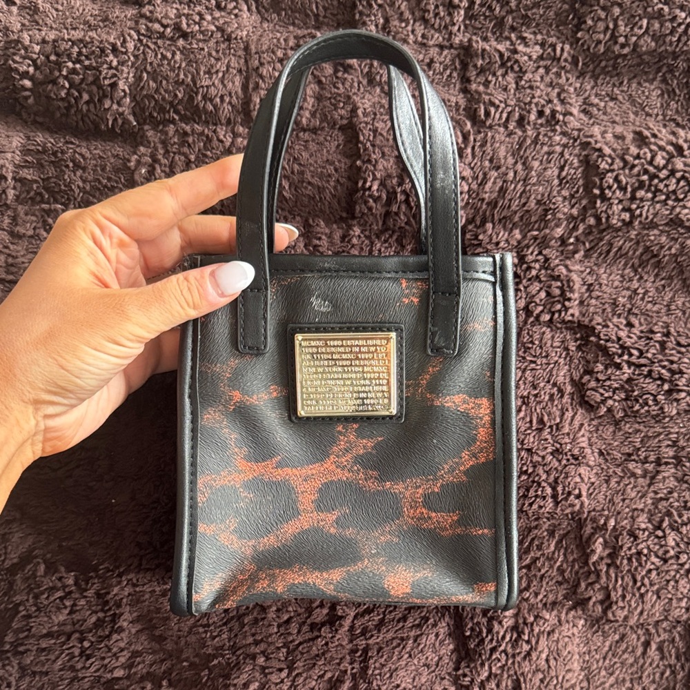 Steve Madden Black and Brown Animal Print Baby Bag